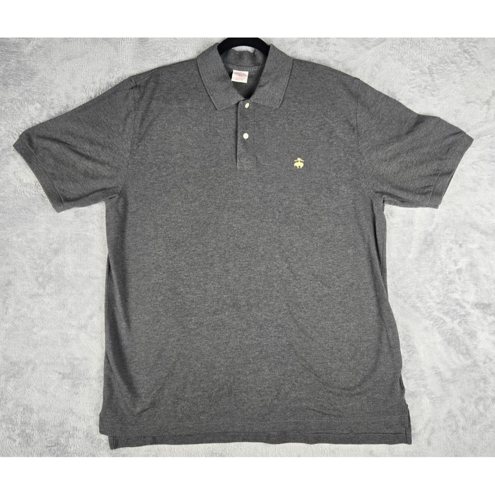Brooks‎ Brothers Mens XL Slim Performance Polo Cotton Short Sleeve Solid Grey